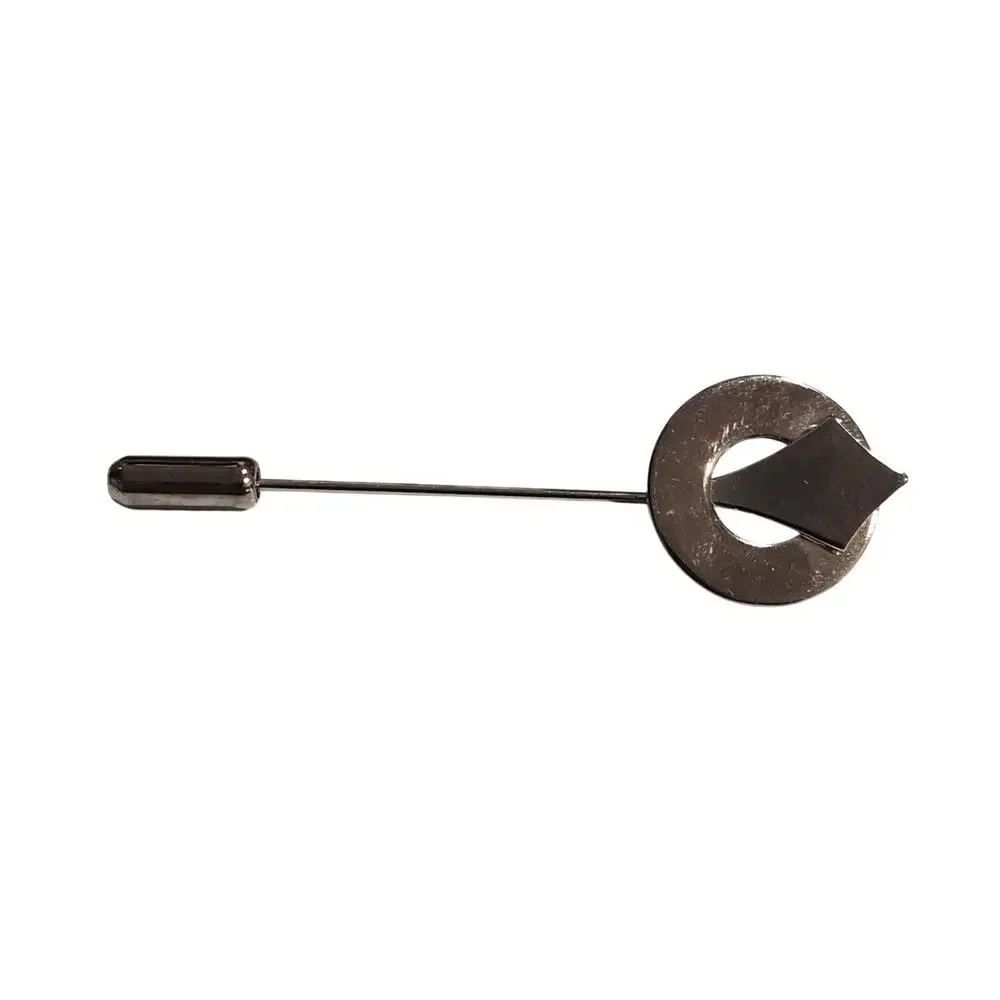 Vintage Silver Geometric Stick Pin Minimalist Lapel Pin Circle Diamond Y2K